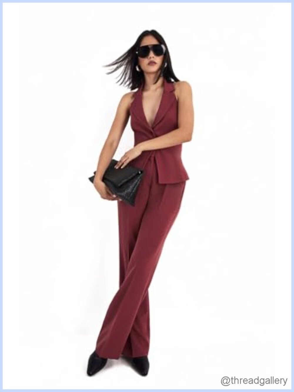 High Waisted Kick Flare Pants Tailored Seam Front Woven Stretch